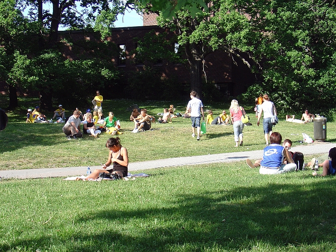 2007_0606_172530AA.JPG - Många satt i parken utanför, både i solen och i skuggan